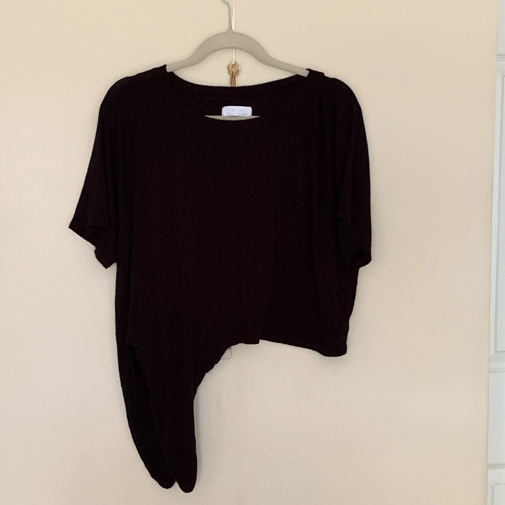 OAK + FORT soft black side tie crop top